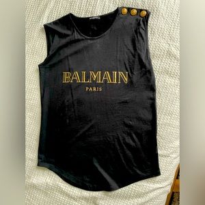 Balmain black Cotton logo T-shirt
